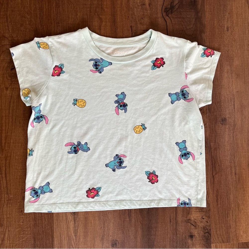 Disney Lilo & Stitch Blue Women’s Crop Top Tee Shirt L